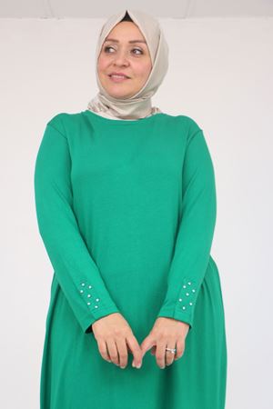 58115 Büyük Beden Kolunda Beyoğlu Detaylı Çilek Tunik - Beneton