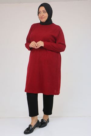 58140 Büyük Beden Basic Mir Tunik - Bordo