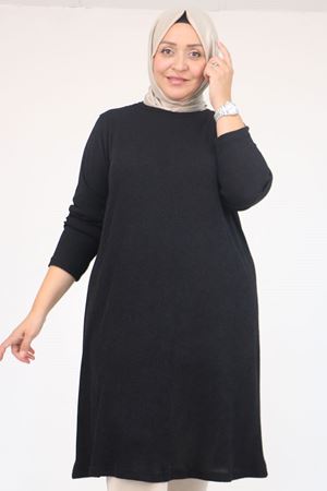 58140 Büyük Beden Basic Mir Tunik - Siyah