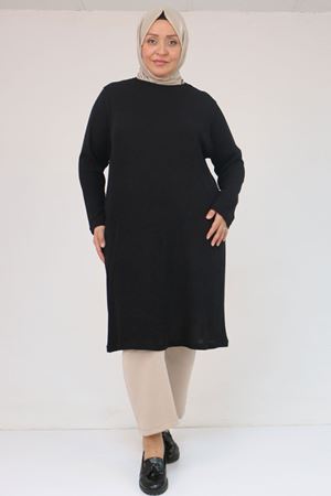 58140 Büyük Beden Basic Mir Tunik - Siyah