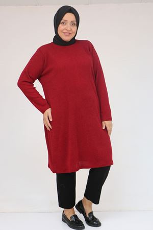 58140 Büyük Beden Basic Mir Tunik - Bordo