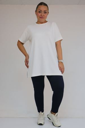 59503 Büyük Beden Beli Lastikli İçi Şardonlu Tayt - Lacivert