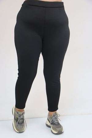 59503 Büyük Beden Beli Lastikli İçi Şardonlu Tayt - Siyah