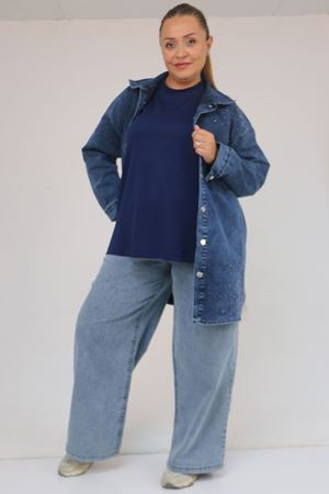 58510 Büyük Beden Kısa Modal İçlik - İndigo