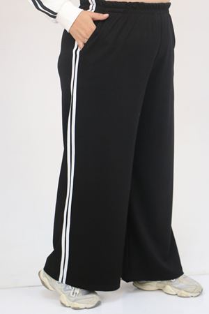 57059 Büyük Beden Alt-Üst Renk Kombinli Modal Pantolonlu Takım - Siyah