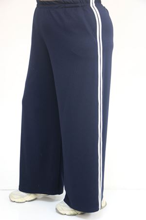 57059 Büyük Beden Alt-Üst Renk Kombinli Modal Pantolonlu Takım - Lacivert