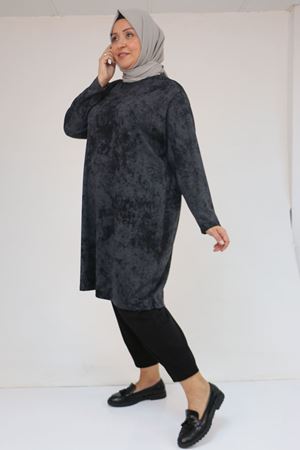 58153 Büyük Beden Basic Batik Modal Tunik - Batik Siyah