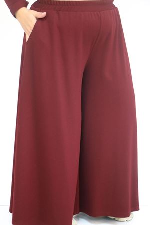 57055 Büyük Beden Gömleği Düğmeli Pantolonlu Modal Takım - Bordo