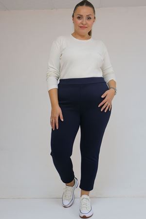 59504 Büyük Beden Biyeli  İçi Şardonlu Tayt - Lacivert