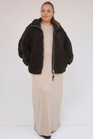 42050 Büyük Beden Modal Kolsuz Elbise - Bej