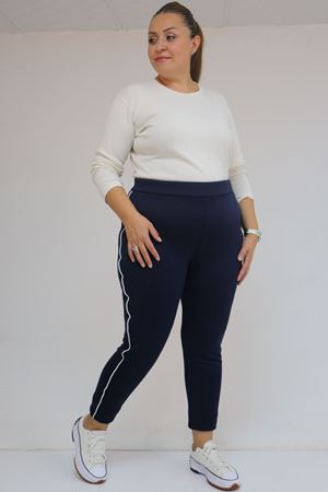 59504 Büyük Beden Biyeli  İçi Şardonlu Tayt - Lacivert