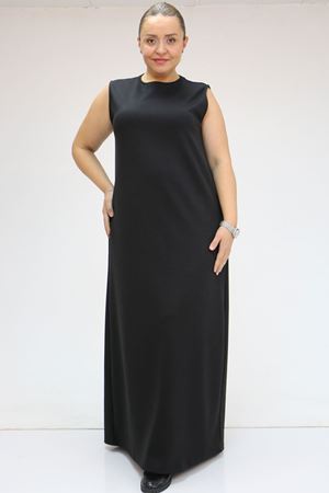 42050 Büyük Beden ModalKolsuz Elbise - Siyah