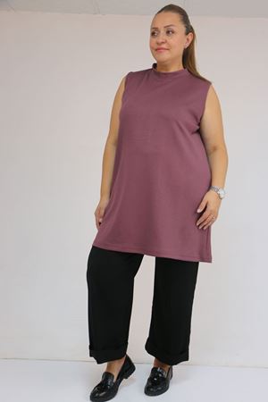 58509 Büyük Beden Uzun Modal İçlik - Gül Kurusu