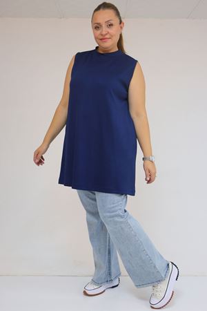 58509 Büyük Beden Uzun Modal İçlik - İndigo