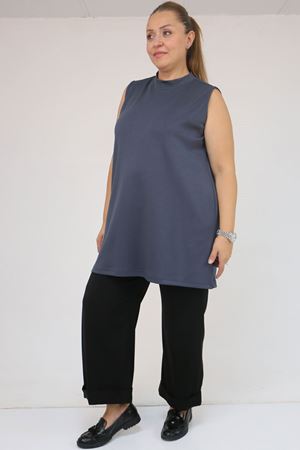 58509 Büyük Beden Uzun Modal İçlik - Antrasit