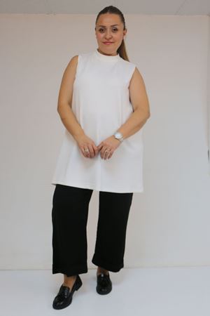 58509 Büyük Beden Uzun Modal İçlik - Ekru