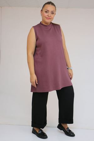 58509 Büyük Beden Uzun Modal İçlik - Gül Kurusu