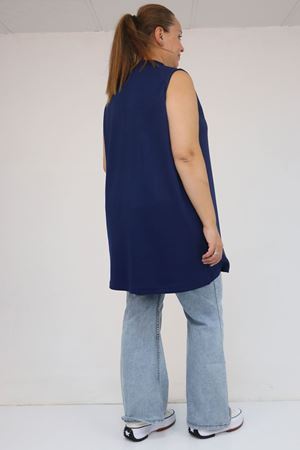 58509 Büyük Beden Uzun Modal İçlik - İndigo