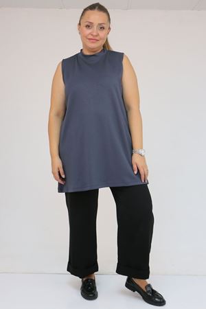 58509 Büyük Beden Uzun Modal İçlik - Antrasit