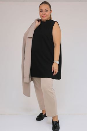 58509 Büyük Beden Uzun Modal İçlik - Siyah