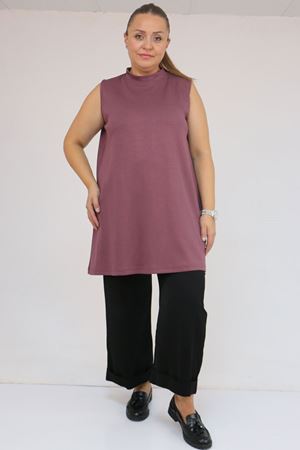 58509 Büyük Beden Uzun Modal İçlik - Gül Kurusu