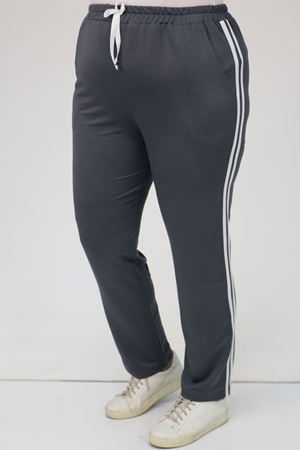 59505-1  Büyük Beden Yüksek Bel Lastikli  İki İplik Eşofman Altı - Antrasit