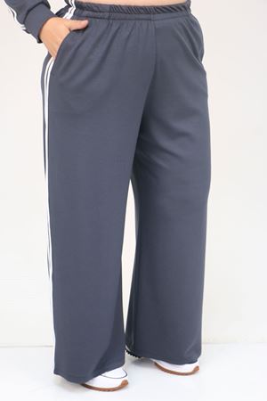 57060 Büyük Beden Omzu Şeritli Modal Pantolonlu Takım - Antrasit