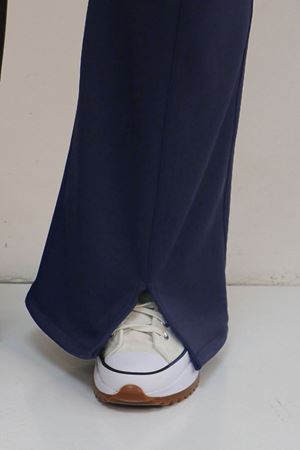 59506 Büyük Beden Paçası Yırtmaçlı İspanyol Paça Tayt Pantolon - Lacivert