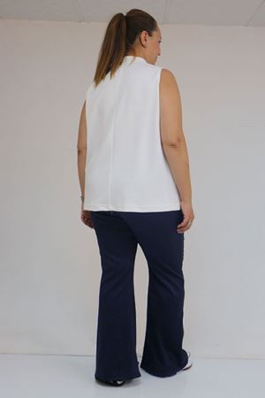 59506 Büyük Beden Paçası Yırtmaçlı İspanyol Paça Tayt Pantolon - Lacivert