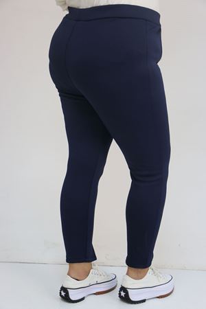 59507 Büyük Beden Önü Yırtmaçlı İçi Şardonlu Tayt - Lacivert