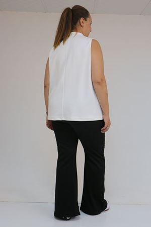 59506 Büyük Beden Paçası Yırtmaçlı İspanyol Paça Tayt Pantolon - Siyah