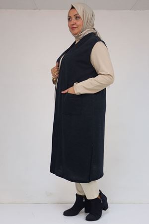 54012 Büyük Beden Cepli Giy-Çık Mir Yelek - Lacivert