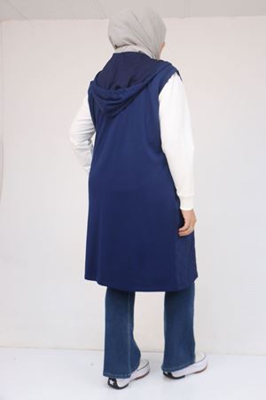 54010 Büyük Beden Kapitone - Modal Yelek - İndigo