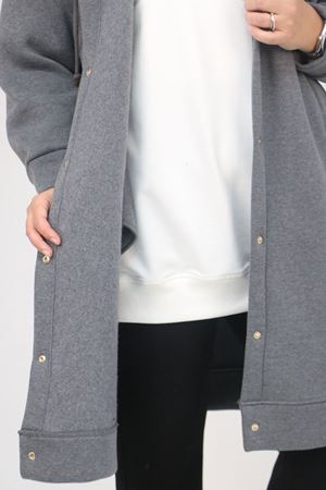 43077 Büyük Beden Kol Ve Etek Ucu Ribanalı Üç İplik Kap - Antrasit