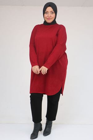 58156 Büyük Beden Basic Mir Tunik - Bordo