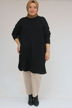 58156 Büyük Beden Basic Mir Tunik - Siyah