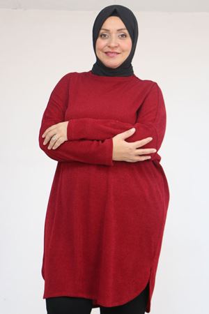 58156 Büyük Beden Basic Mir Tunik - Bordo
