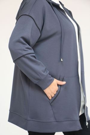 43072 Büyük Beden Waterport Biyeli Modal Ceket - Antrasit