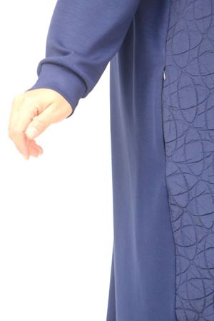 53045 Büyük Beden Kolları Lastikli Modal-Kapitone Kap - Lacivert