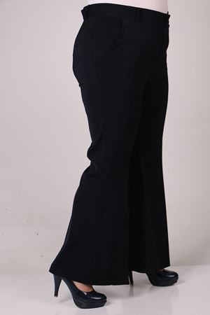 29031 Büyük Beden İspanyol Paça Pantolon-Lacivert