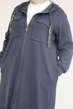 43036 Büyük Beden Zincir Kordonlu Oysho Kap - Siyah