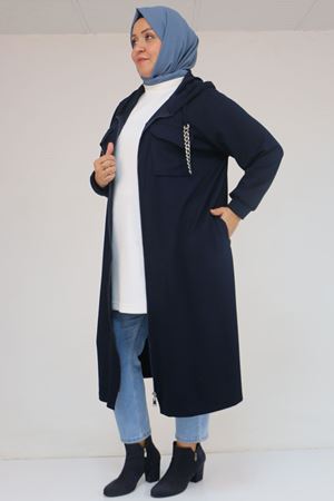 43036 Büyük Beden Zincir Kordonlu Oysho Kap - Siyah