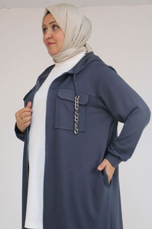 43036 Büyük Beden Zincir Kordonlu Oysho Kap - Siyah