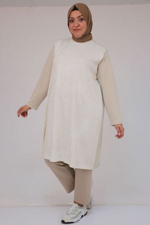 58161 Büyük Beden Basic Modal Tunik - Bej