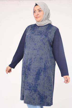 58161 Büyük Beden Basic Modal Tunik - İndigo