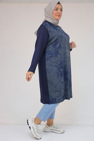 58161 Büyük Beden Basic Modal Tunik - İndigo