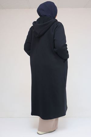 53059 Büyük Beden Kolları Ribanalı Üç İplik Kap - Lacivert