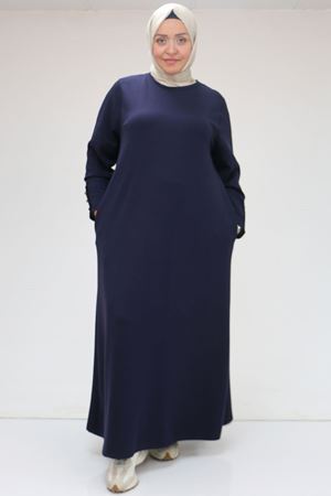 42031 Büyük Beden Cepli Patlı Oysho Elbise - Lacivert