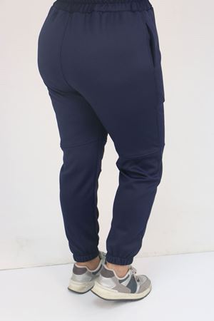 59508 Büyük Beden Parçalı Beli Lastikli Tayt - Lacivert