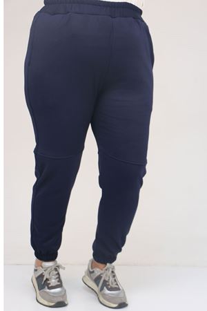 59508 Büyük Beden Parçalı Beli Lastikli Tayt - Lacivert